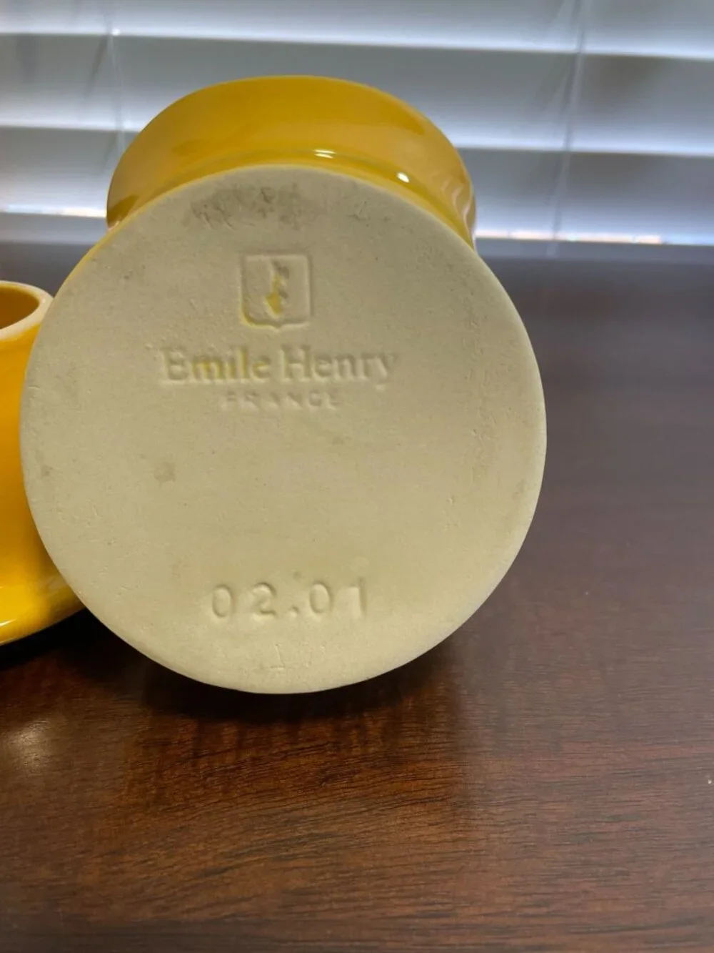Vintage Emile Henry France Ceramic Lidded Salt Pig Cellar Crock Pot Yellow